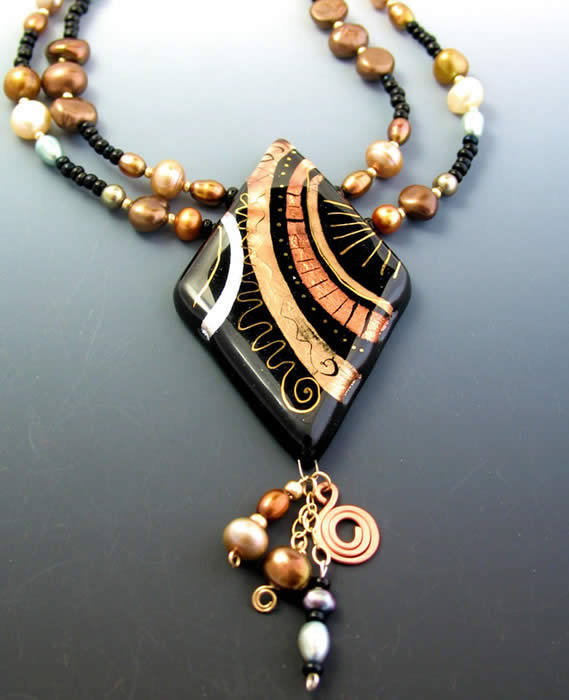 Holly Sokol, fused glass and pearls