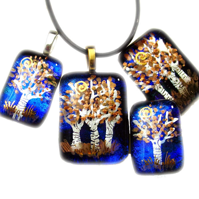 tree of life, pendant, jewelry, fused glass, tree, trees, holly sokol, hsokol.etsy.com, aspen trees, tree pendant,