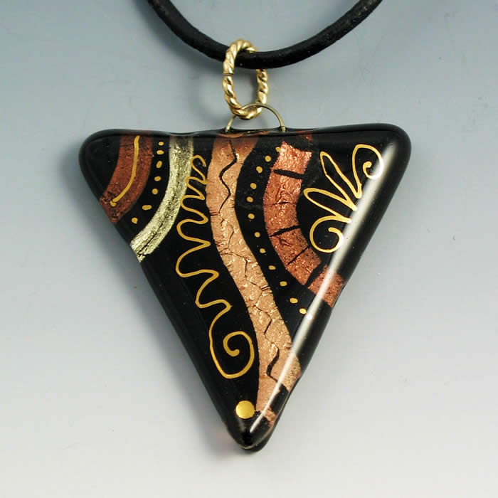 Holly Sokol, fused glass, triangle pendant